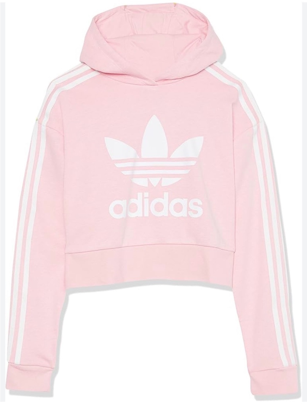 ADIDAS ORIGINALS Kids' Adicolor Cropped Hoodie, True Pink/White, SZ 14-15 ( XL)